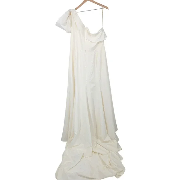 Jenny Yoo Tabitha Wedding Dress Ivory One Shoulder Bow Bridal Gown Size 26 NWT - Picture 4 of 5